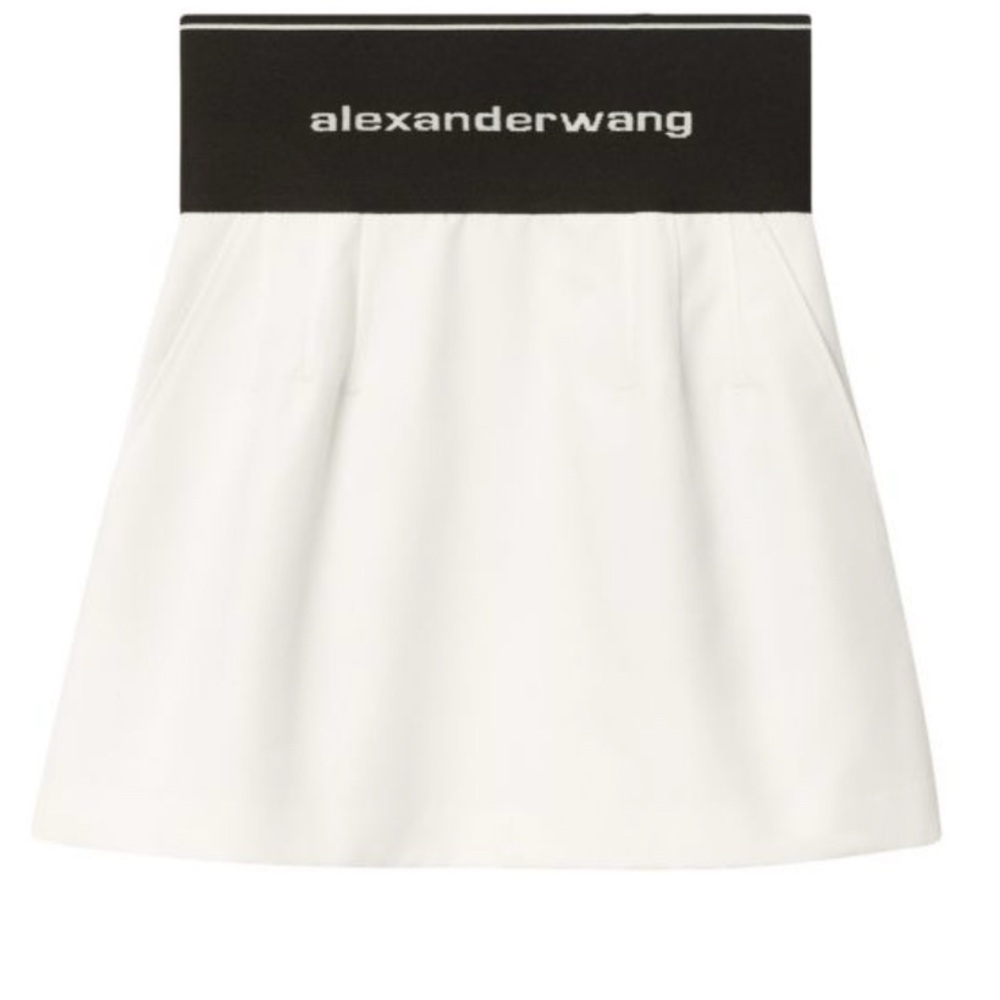 Alexander Wang White Logo Mini Skirt Size Medium